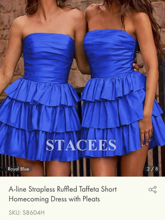 Stacees Dresses & Skirts - STACEES Royal Blue Strapless Ruffled Taffeta Mini Dress